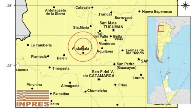  Sismo de 4,8 de magnitud impactó en Catamarca y se sintió en otras tres provincias 
 