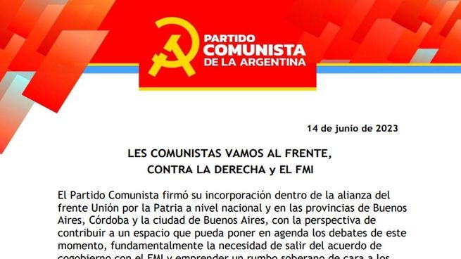  El Partido Comunista se incorporó a Unión por la Patria
 