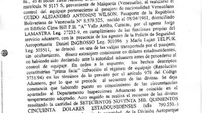  Caso Antonini: declararon que fue la Aduana la que hizo el hallazgo del dinero
 