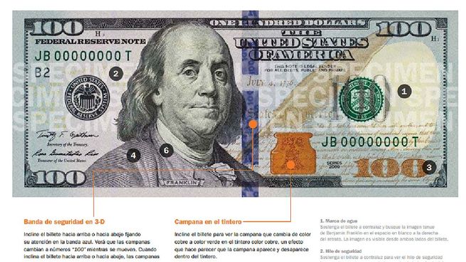  El nuevo billete de 100 dólares
 